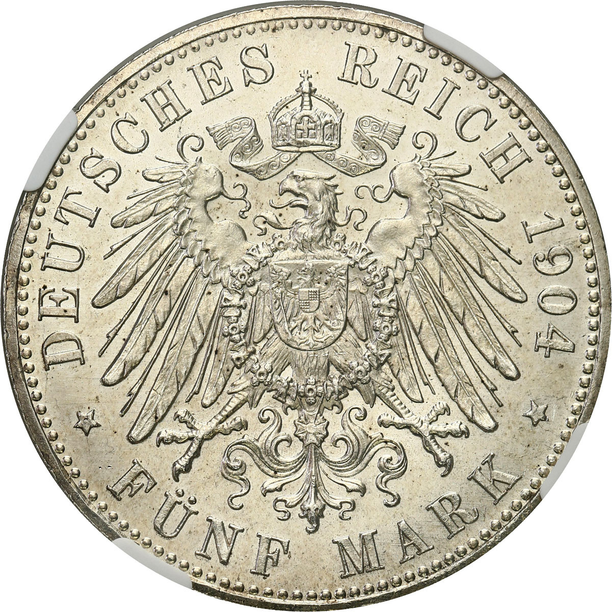 Niemcy, Hesja - Darmstadt. 5 marek 1904, Berlin NGC MS63 - RZADKIE